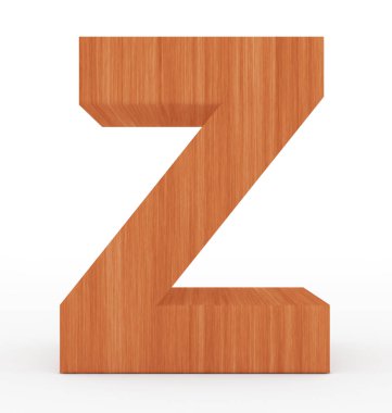 Z harfi 3d ahşap beyaz izole