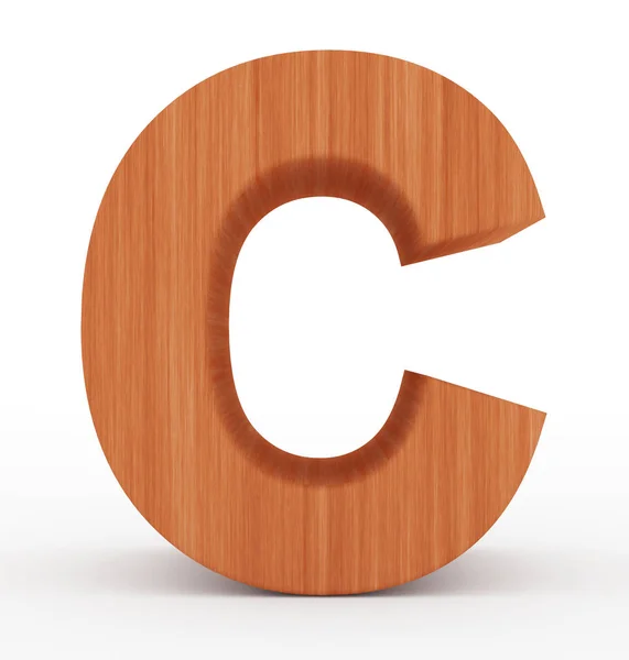 Letter C 3d houten geïsoleerd op wit — Stockfoto