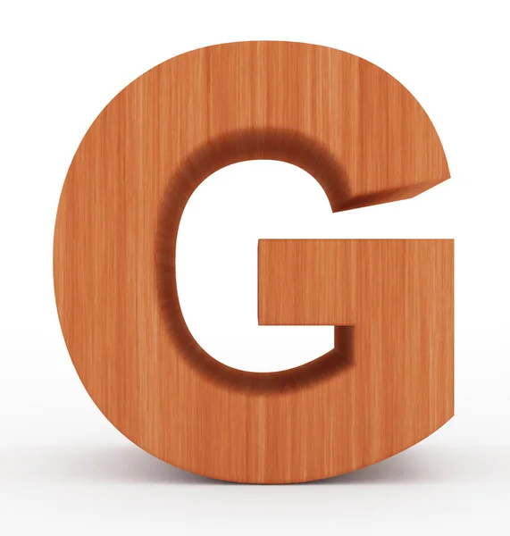 Γράμμα G 3d ξύλινα απομονωθεί σε λευκό — Φωτογραφία Αρχείου