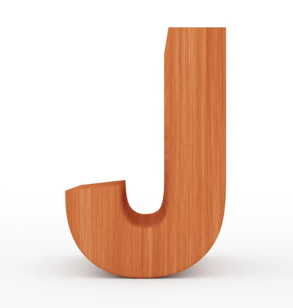 편지 J 3d 나무 흰색 절연 — 스톡 사진