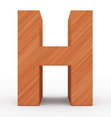 H harfi 3d ahşap beyaz izole