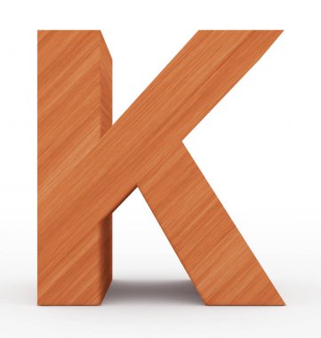 K harfi 3d ahşap beyaz izole