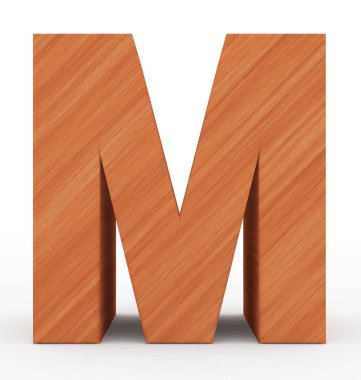 A harfi 3d ahşap beyaz izole