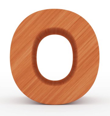 O harfi 3d ahşap beyaz izole