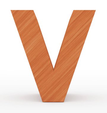 harf V 3d ahşap beyaz izole