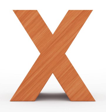 mektup X 3d ahşap beyaz izole