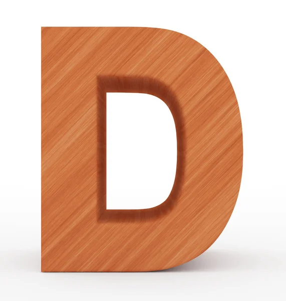 字母 D 3d 木隔离在白色 — 图库照片