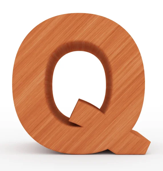 Γράμμα Q 3d ξύλινα απομονωθεί σε λευκό — Φωτογραφία Αρχείου