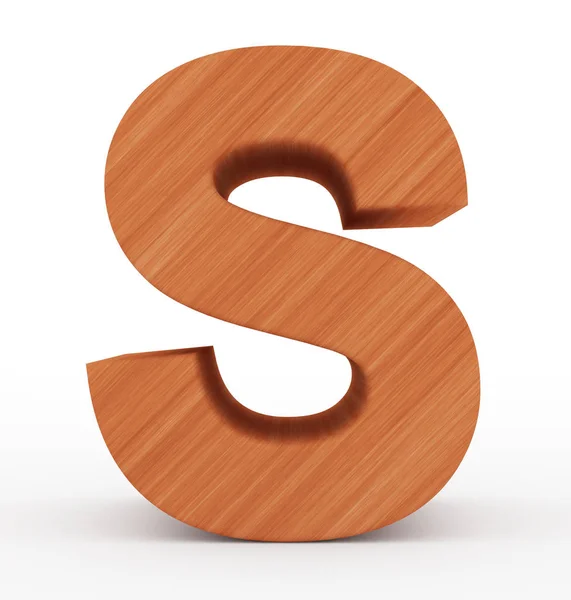 Lettera S 3d in legno isolato su bianco — Foto Stock
