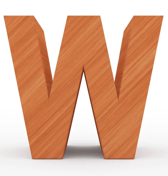 Letter W 3d houten geïsoleerd op wit — Stockfoto