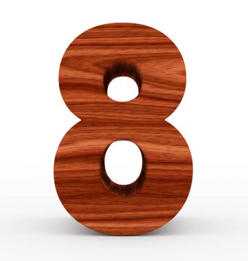 sayı 8 beyaz izole 3d ahşap