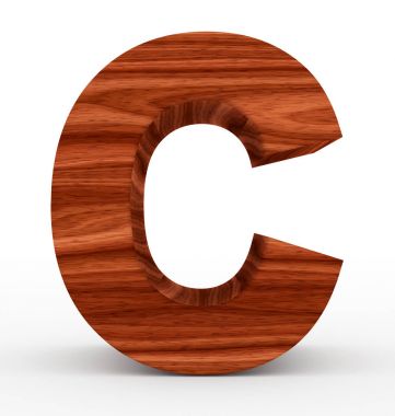 C harfi 3d ahşap beyaz izole