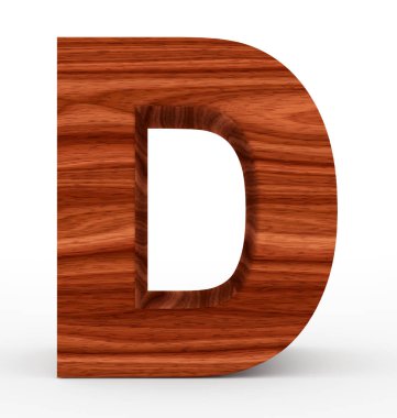 D harfi 3d ahşap beyaz izole