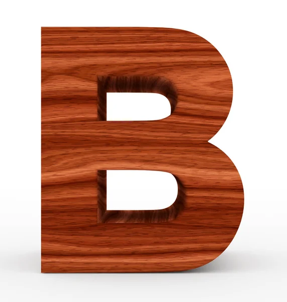 Letter B 3d houten geïsoleerd op wit — Stockfoto