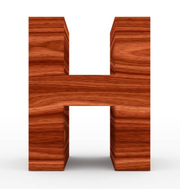 H harfi 3d ahşap beyaz izole