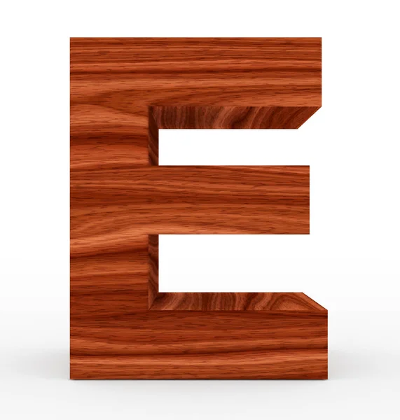 Letra E 3d de madeira isolada em branco — Fotografia de Stock