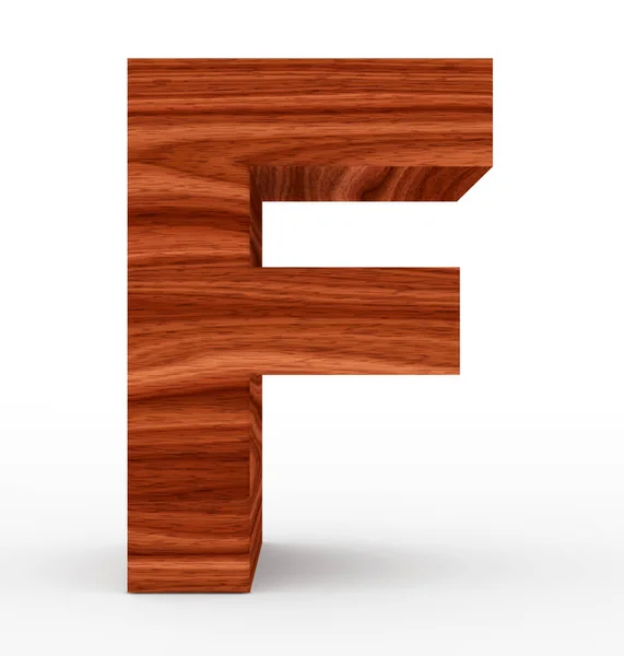 Buchstabe f 3d Holz isoliert auf weiß — Stockfoto