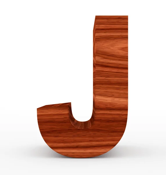 Lettera J 3d in legno isolato su bianco — Foto Stock