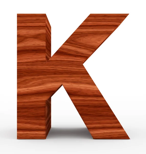 字母 K 3d 木隔离在白色 — 图库照片