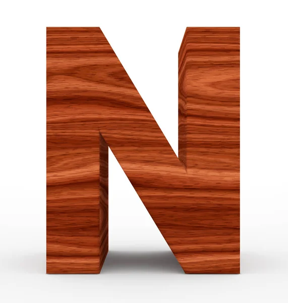 N betű 3d fa elszigetelt fehér — Stock Fotó