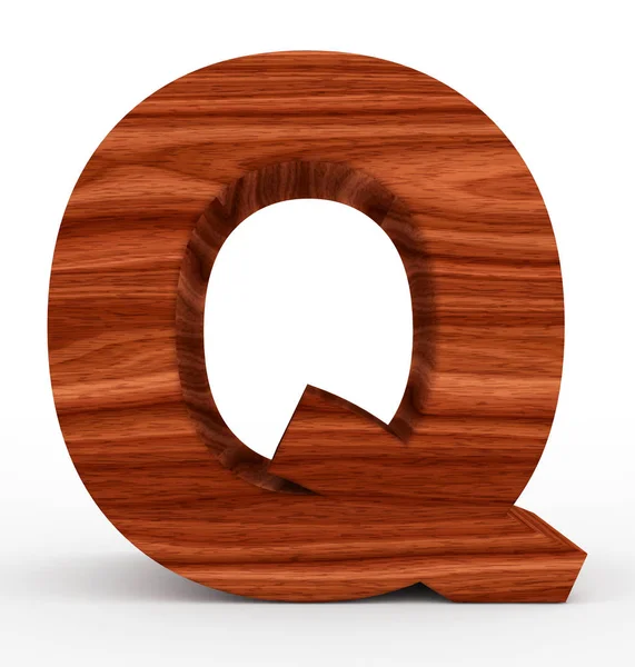 字母 Q 3d 木隔离白色 — 图库照片