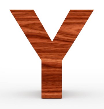 Y harfi 3d ahşap beyaz izole