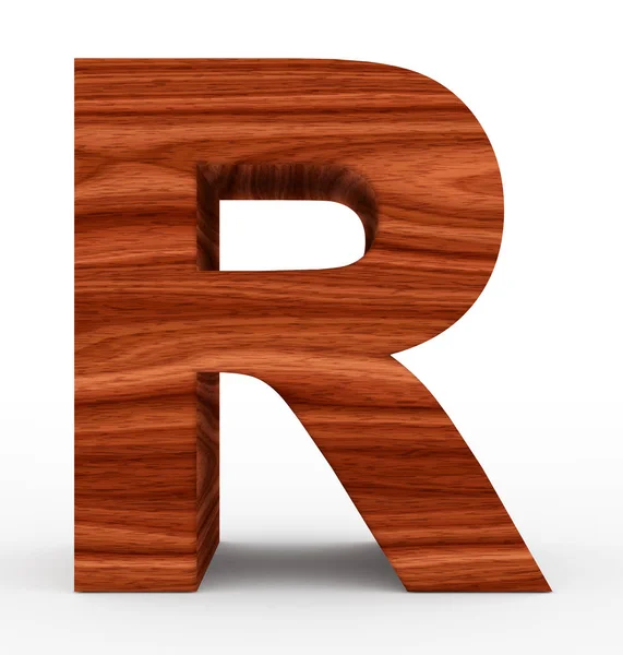 Літера R 3d дерев'яна ізольована на білому — стокове фото