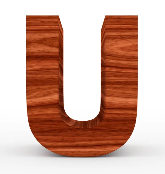 Letter U 3d wooden isolated on white — Stock Photo, Image