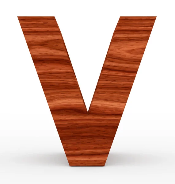 Літера V 3d дерев'яна ізольована на білому — стокове фото