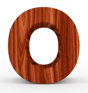 O harfi 3d ahşap beyaz izole