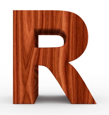 R harfi 3d ahşap beyaz izole