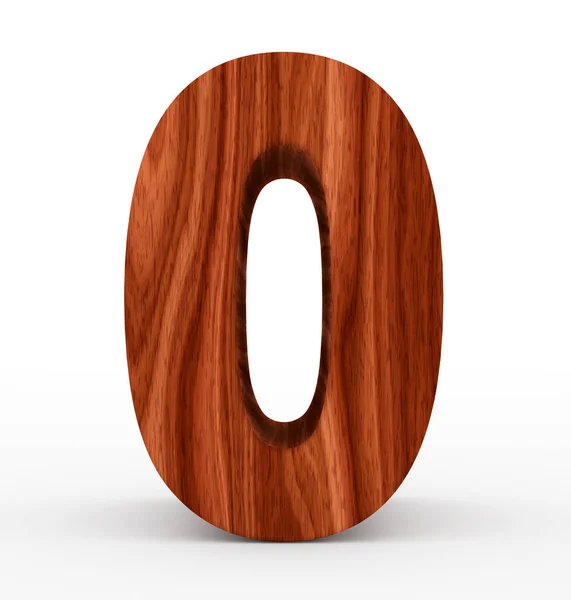 Numero 0 3d in legno isolato su bianco — Foto Stock