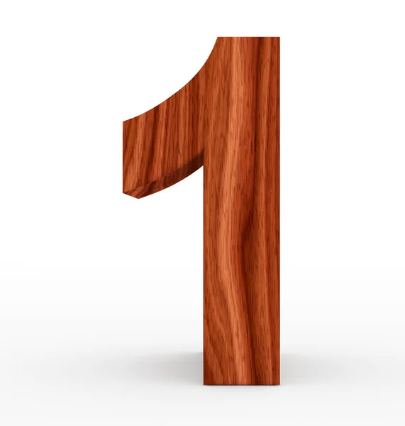 Número 1 3d de madeira isolada em branco — Fotografia de Stock