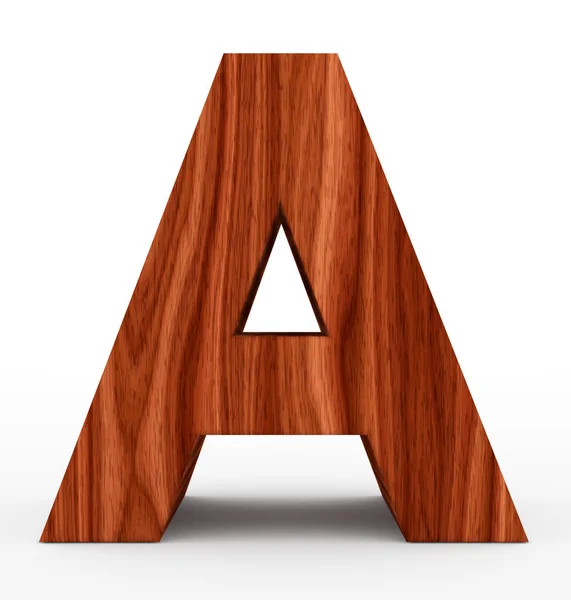 Літера А 3d дерев'яна ізольована на білому — стокове фото