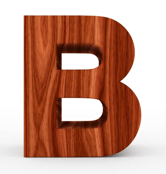 Letter B 3d houten geïsoleerd op wit — Stockfoto