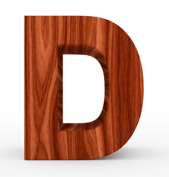 Letra D 3d de madera aislada en blanco — Foto de Stock
