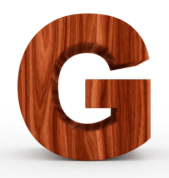 Litera G 3d din lemn izolat pe alb — Fotografie, imagine de stoc
