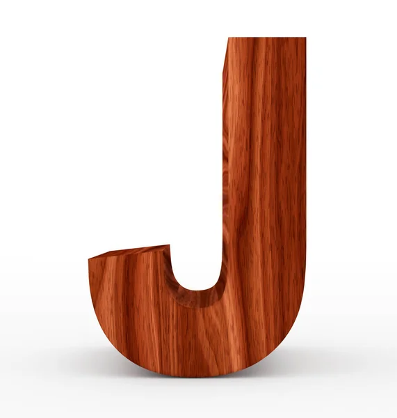 Letter J 3d wooden isolated on white — Stock Photo, Image