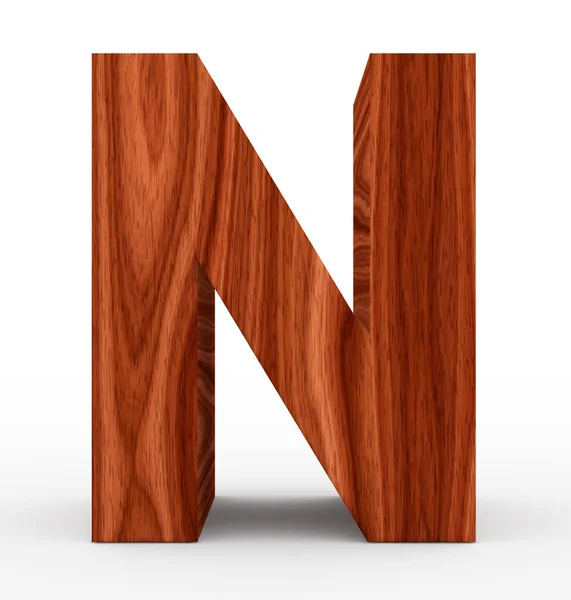 N betű 3d fa elszigetelt fehér — Stock Fotó