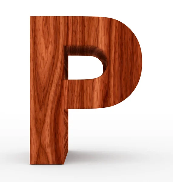 Γράμμα P 3d ξύλινα απομονωθεί σε λευκό — Φωτογραφία Αρχείου
