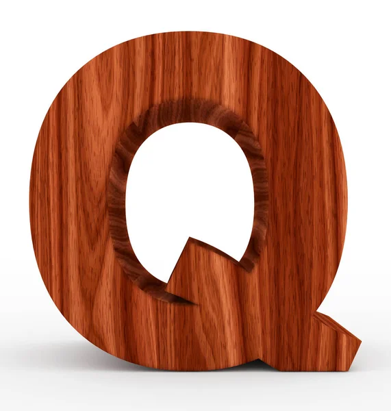 Letra Q 3d de madeira isolada em branco — Fotografia de Stock