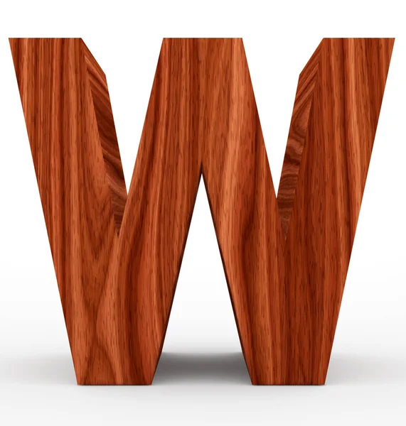Letra W 3d de madeira isolada em branco — Fotografia de Stock