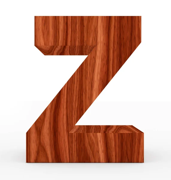 Bokstaven Z 3d trä isolerad på vit — Stockfoto