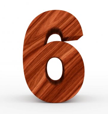 sayı 6 beyaz izole 3d ahşap