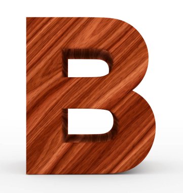 B harfi 3d ahşap beyaz izole