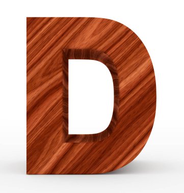 D harfi 3d ahşap beyaz izole