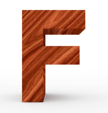 F harfi 3d ahşap beyaz izole