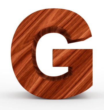 G harfi 3d ahşap beyaz izole