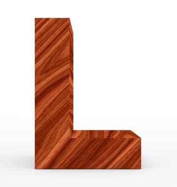 L harfi 3d ahşap beyaz izole