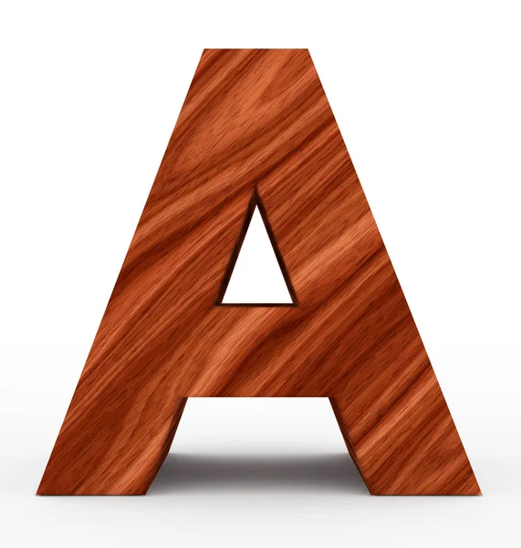 Літера А 3d дерев'яна ізольована на білому — стокове фото